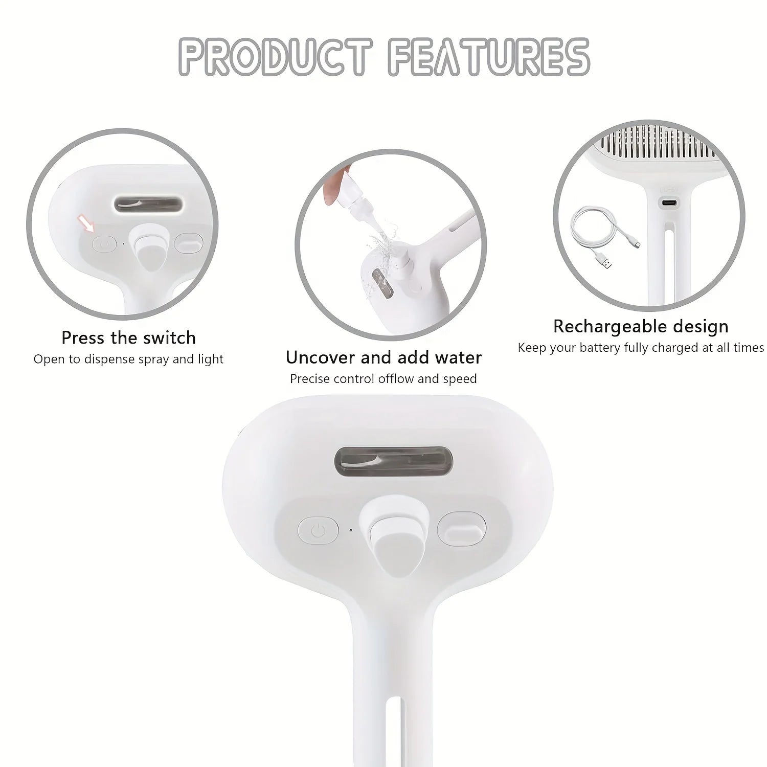 New Pet Spray Cat Comb Dog Hair Removal Comb USB Rechargeable Hair s