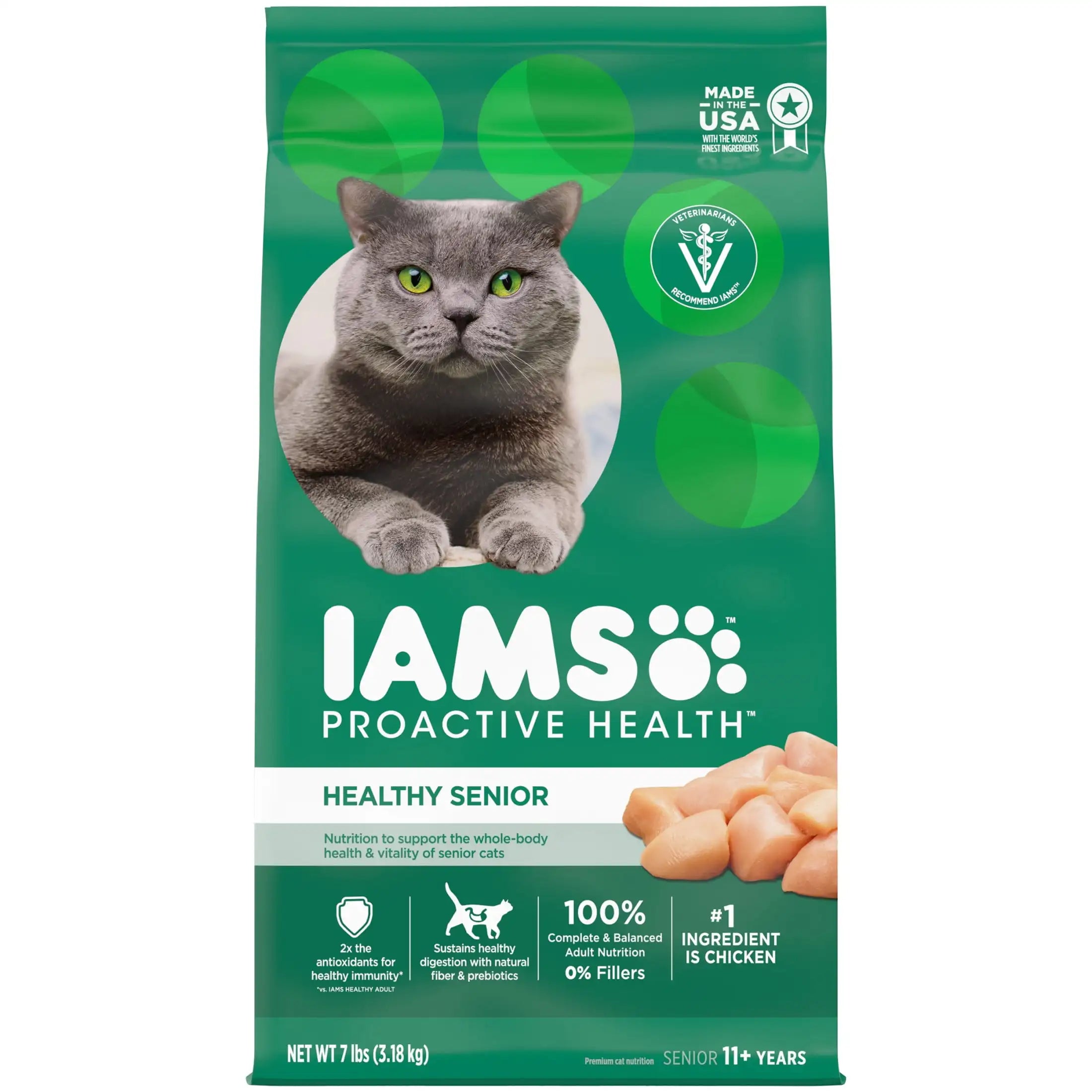 Iams Proactive Health Chicken Dry Cat Food For Senior Cats, 7 Lb Bag