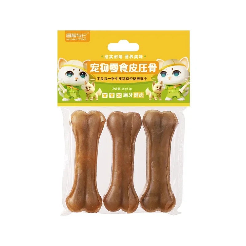 Pet Snacks Teeth Cleaning Bone Chew Glue Dog Molar Stick Cowhide Bone-pressed Bone-resistant Stick Training Reward Pet Food
